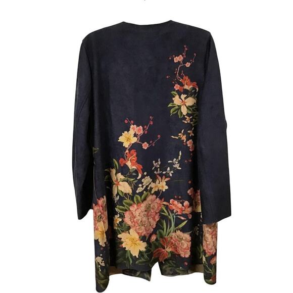 Solitaire Women’s 1X Floral Embroidered Bluw Two Button Jacket Boho Chic NWT - Picture 6 of 7